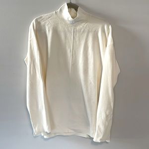 Mock neck boxy fit cream sweater